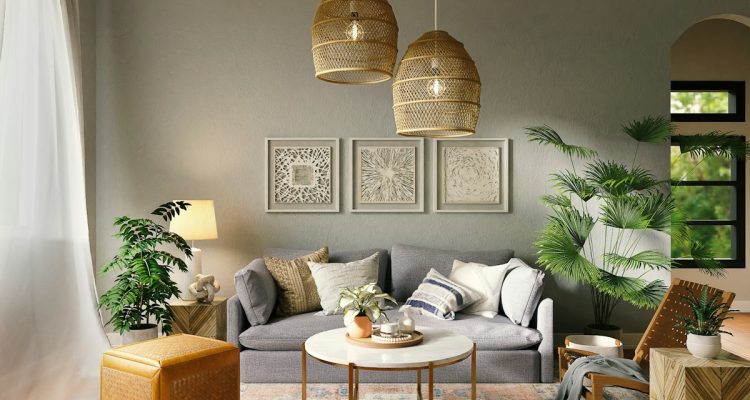 living room with brown wooden table and chairs